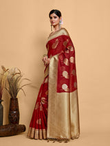 Mimosa Women's Woven Design Kanjivaram Linen Saree With Blouse Piece : SA00001234MRFREE