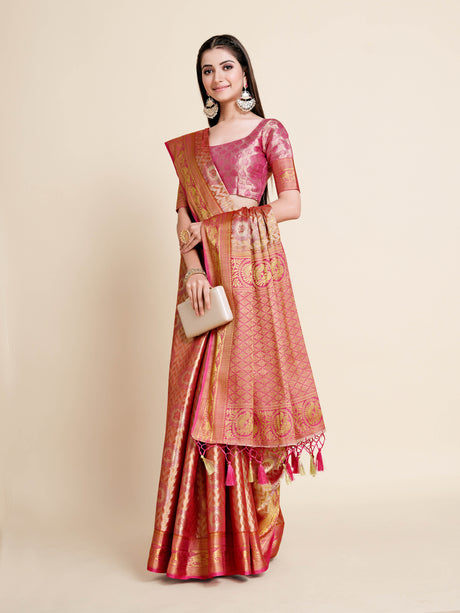 Mimosa Womens Art Silk Saree Kanjivaram Maroon Color