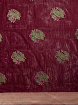 Mimosa Women's Woven Design Kanjivaram Linen Saree With Blouse Piece : SA00001231WNFREE