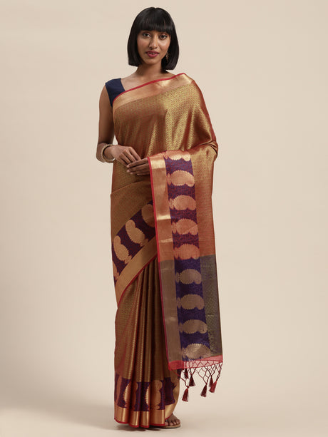 Mimosa Womens Art Silk Saree Kanjivaram Olive Color