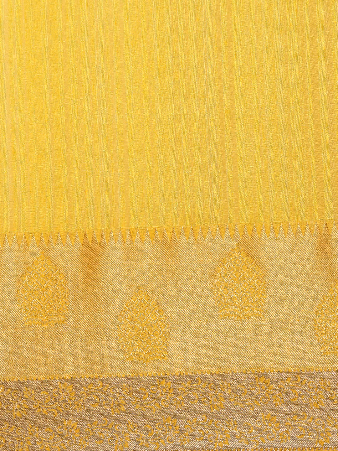 Mimosa Womens Raw Silk Saree Kanjivaram style Yellow Color