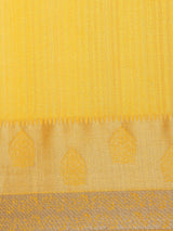 Mimosa Womens Raw Silk Saree Kanjivaram style Yellow Color