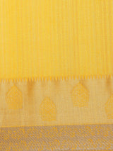 Mimosa Womens Raw Silk Saree Kanjivaram style Yellow Color