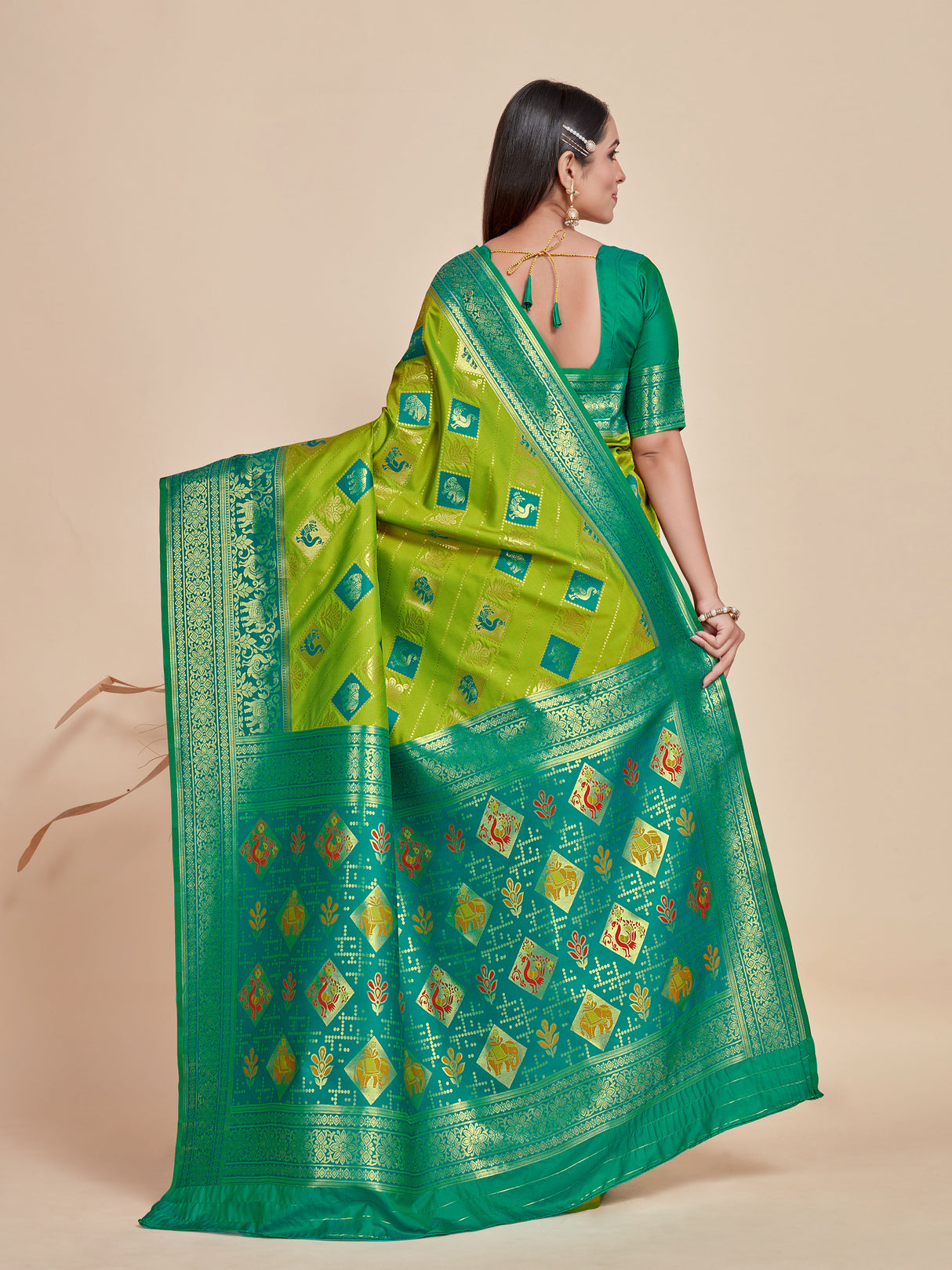 Mimosa Women's Woven Design Kanjivaram Style Art Silk Saree With Blouse Piece : SA00001380OLFREE