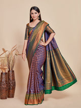 Mimosa Women's Woven Design Kanjivaram Style Art Silk Saree With Blouse Piece : SA00001388GYFREE