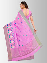 Mimosa Womens Raw Silk Saree Kanjivaram Pink Color