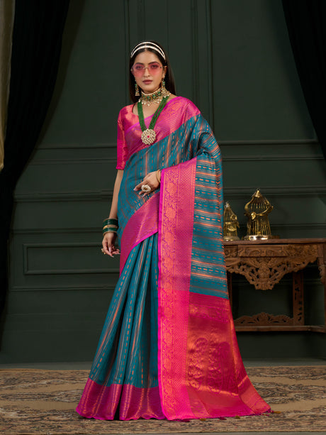Mimosa Women's Woven Design Kanjivaram Art Silk Saree With Blouse Piece : SA0000914SF