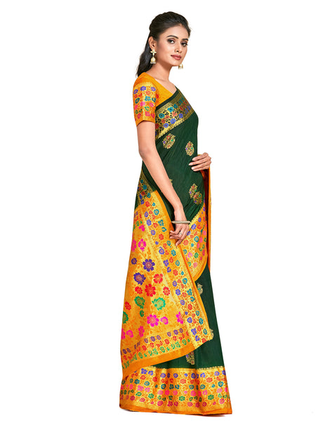 Mimosa Womens Art Silk Saree Dharmavaram BGreen Color