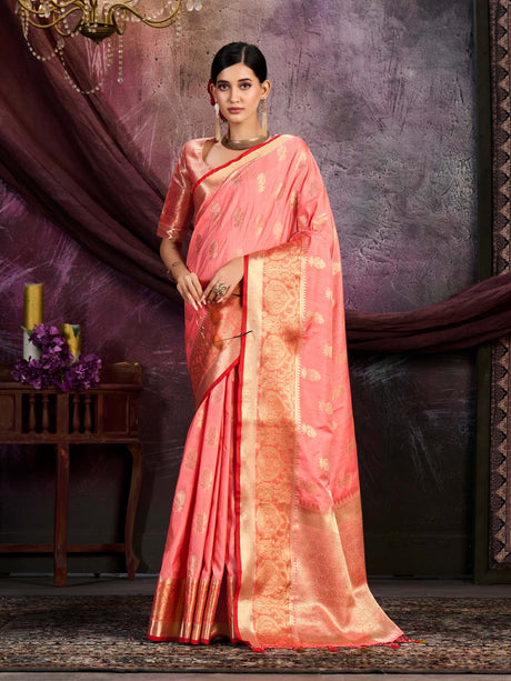 Mimosa Women's Woven Design Chhattisgarh Art Silk Saree With Blouse Piece : SA0000862PNK