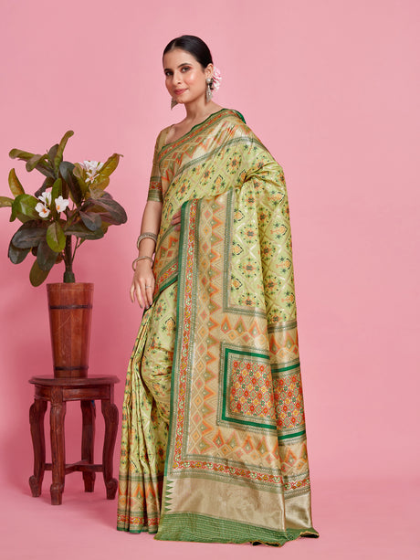 Mimosa Women's Woven Design Patola Style Art Silk Saree With Blouse Piece : SA00001378PSFREE