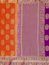 Mimosa Womens Art Silk Saree Kanjivaram Orange Color