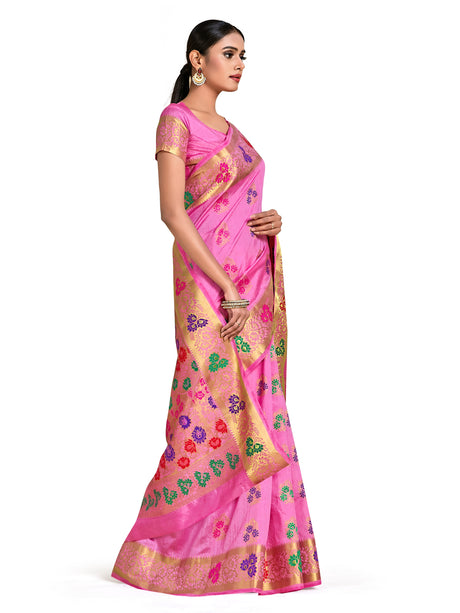 Mimosa Womens Art Silk Saree Dharmavaram Pink Color