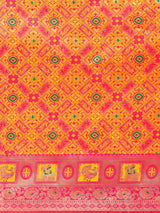 Mimosa Women's Woven Design Patola Style Art Silk Saree With Blouse Piece : SA00001344GDFREE