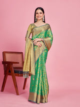 Mimosa Women's Woven Design Kanjivaram Style Art Silk Saree With Blouse Piece : SA0000385RMFREE