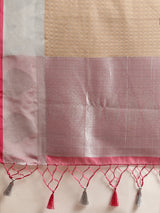 Mimosa Womens Art Silk Saree Banarasi style Chiku Color