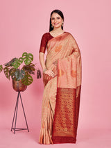 Mimosa Women's Woven Design Kanjivaram Style Art Silk Saree With Blouse Piece : SA00001415PSFREE