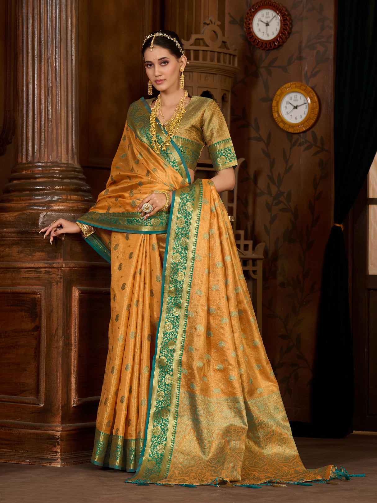 Mimosa Women's Woven Design Kanjivaram Art Silk Saree With Blouse Piece : SA0000943PC