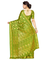 Mimosa Womens Art Silk Saree Kanjivaram Olive Color