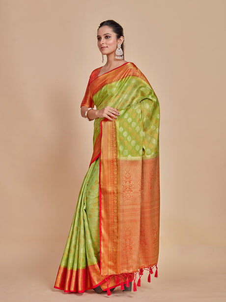 Mimosa Women's Woven Design Kanjivaram Style Art Silk Saree With Blouse Piece : SA0000410PSFREE