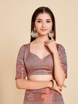 Mimosa Womens Art Silk Saree Kanjivaram Grey Color