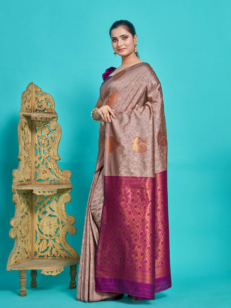 Mimosa Women's Woven Design Kanjivaram Style Art Silk Saree With Blouse Piece : SA00001415PCFREE