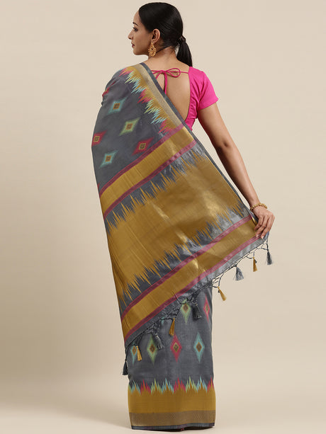 Mimosa Womens Art Silk Saree Kanjivaram Grey Color