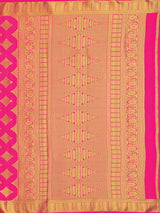 Mimosa Womens Crepe Saree Mysore Silk Strawberry Color