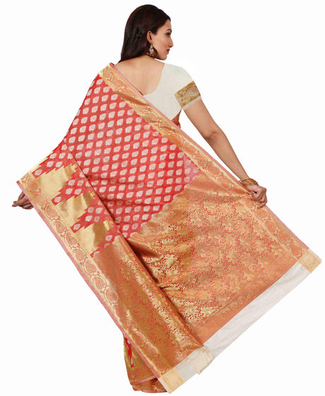 Mimosa Womens Art Silk Saree Kanjivaram Cream Color