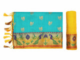 Mimosa Womens Art Silk Saree Kanjivaram Saffire Color