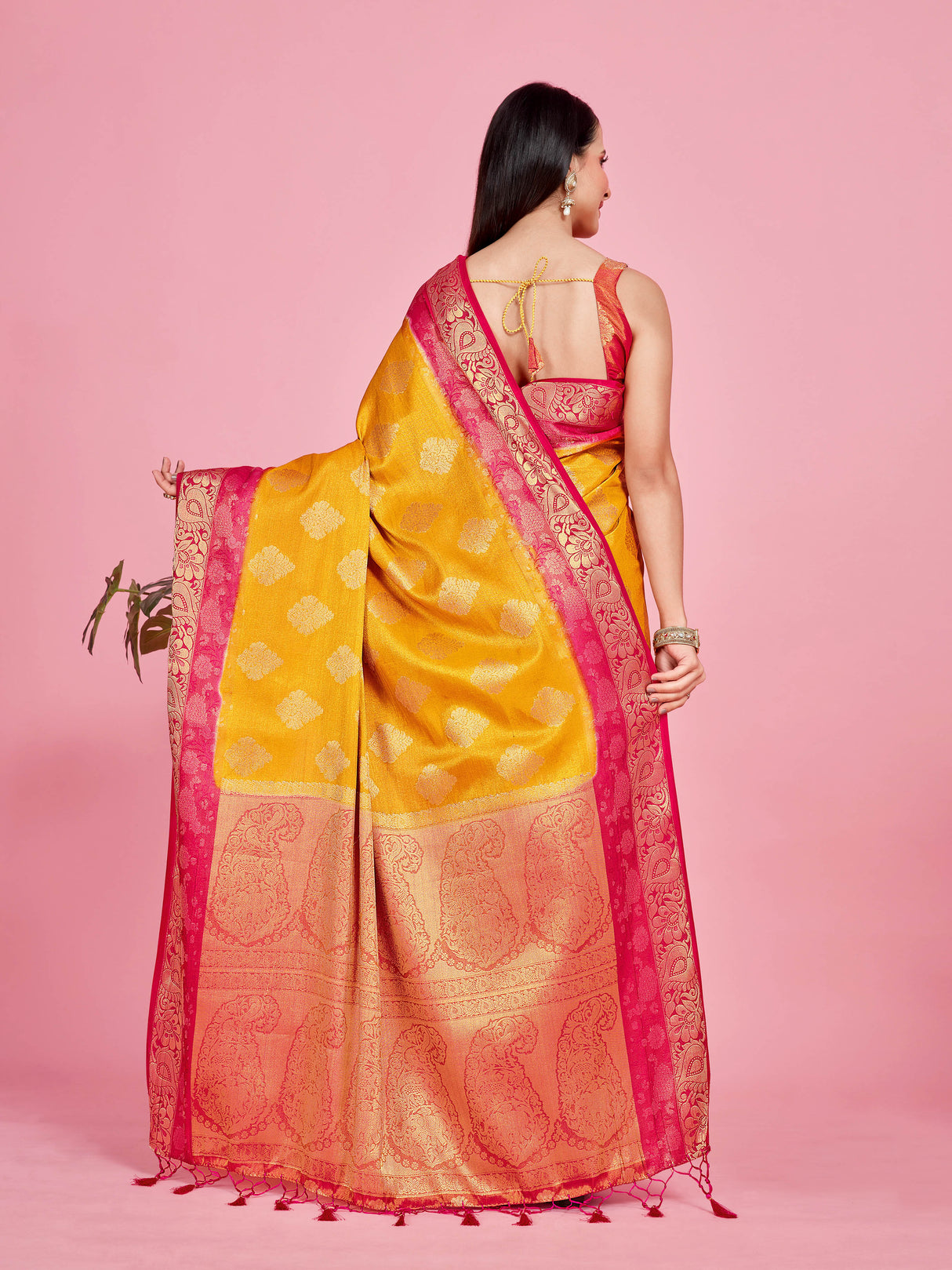Mimosa Women's Woven Design Kanjivaram Style Art Silk Saree With Blouse Piece : SA0000393MSFREE