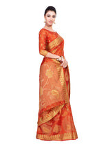 Mimosa Womens Art Silk Saree Kanjivaram Orange Color