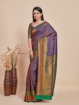 Mimosa Women's Woven Design Kanjivaram Style Art Silk Saree With Blouse Piece : SA00001388GYFREE