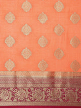 Mimosa Womens Art Silk Saree Kanjivaram Peach Color