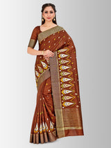 Mimosa Womens Raw Silk Saree Kanjivaram Chocolate Color