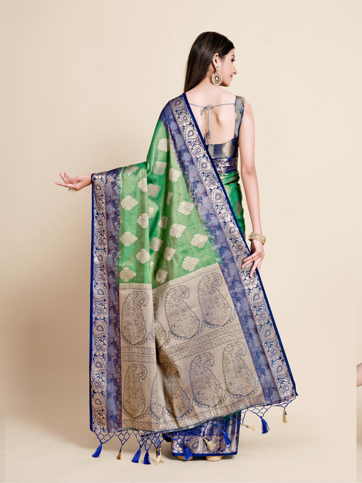 Mimosa Womens Art Silk Saree Kanjivaram Rama Color