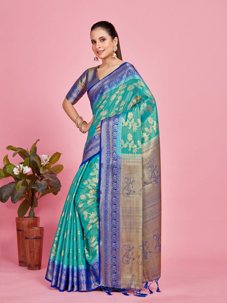 Mimosa Women's Woven Design Kanjivaram Style Art Silk Saree With Blouse Piece : SA0000374ANFREE