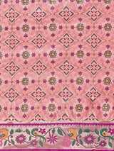 Mimosa Women's Woven Design Patola Style Art Silk Saree With Blouse Piece : SA00001379PNKFREE