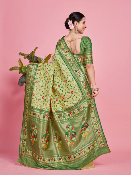 Mimosa Women's Woven Design Patola Style Art Silk Saree With Blouse Piece : SA00001349PSFREE