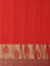 Mimosa Womens Raw Silk Saree Kanjivaram style Red Color