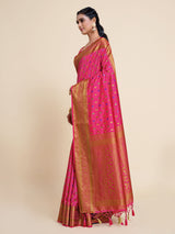 Mimosa Womens Art Silk Saree Kanjivaram Strawberry Color