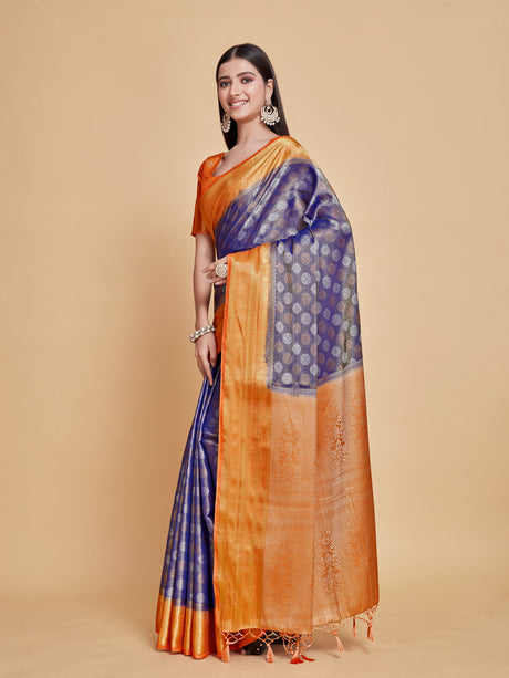 Mimosa Women's Woven Design Kanjivaram Style Art Silk Saree With Blouse Piece : SA0000410RBFREE