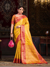 Mimosa Women's Woven Design Kanjivaram Art Silk Saree With Blouse Piece : SA0000942GD