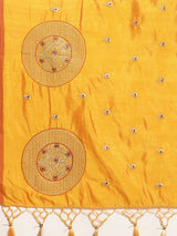 Mimosa Womens Art Silk Saree Kanjivaram Gold Color