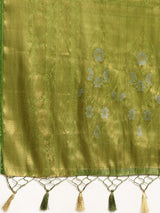 Mimosa Womens Art Silk Saree Kanjivaram Olive Color