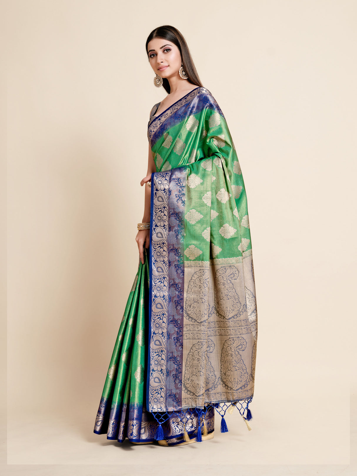 Mimosa Womens Art Silk Saree Kanjivaram Rama Color