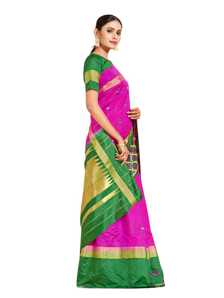 Mimosa Womens Art Silk Saree Kanjivaram Mejanta Color