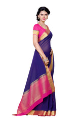 Mimosa Womens Chiffon Saree Kanjivaram style Navy Blue Color