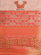 Mimosa Womens Art Silk Saree Kanjivaram Strawberry Color
