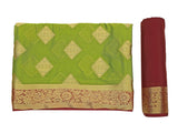 Mimosa Womens Crepe Saree Mysore Silk Olive Color