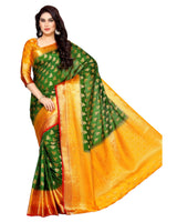 Mimosa Womens Art Silk Saree Kanjivaram BGreen Color